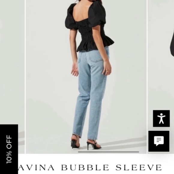 ASTR Savina Bubble Sleeve Black Top - Picture 3 of 7
